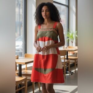 Rozae Nichols 100% Silk Colorblock Dress Made in USA Designer Size S